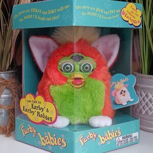Vintage '99 'Fresh Orange' Furby Baby, aka 'Citrus' Furby Baby, NIB, NRFB, Rare